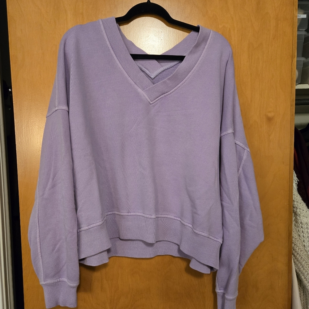 Aerie V-neck Crewneck, XL, Light Purple